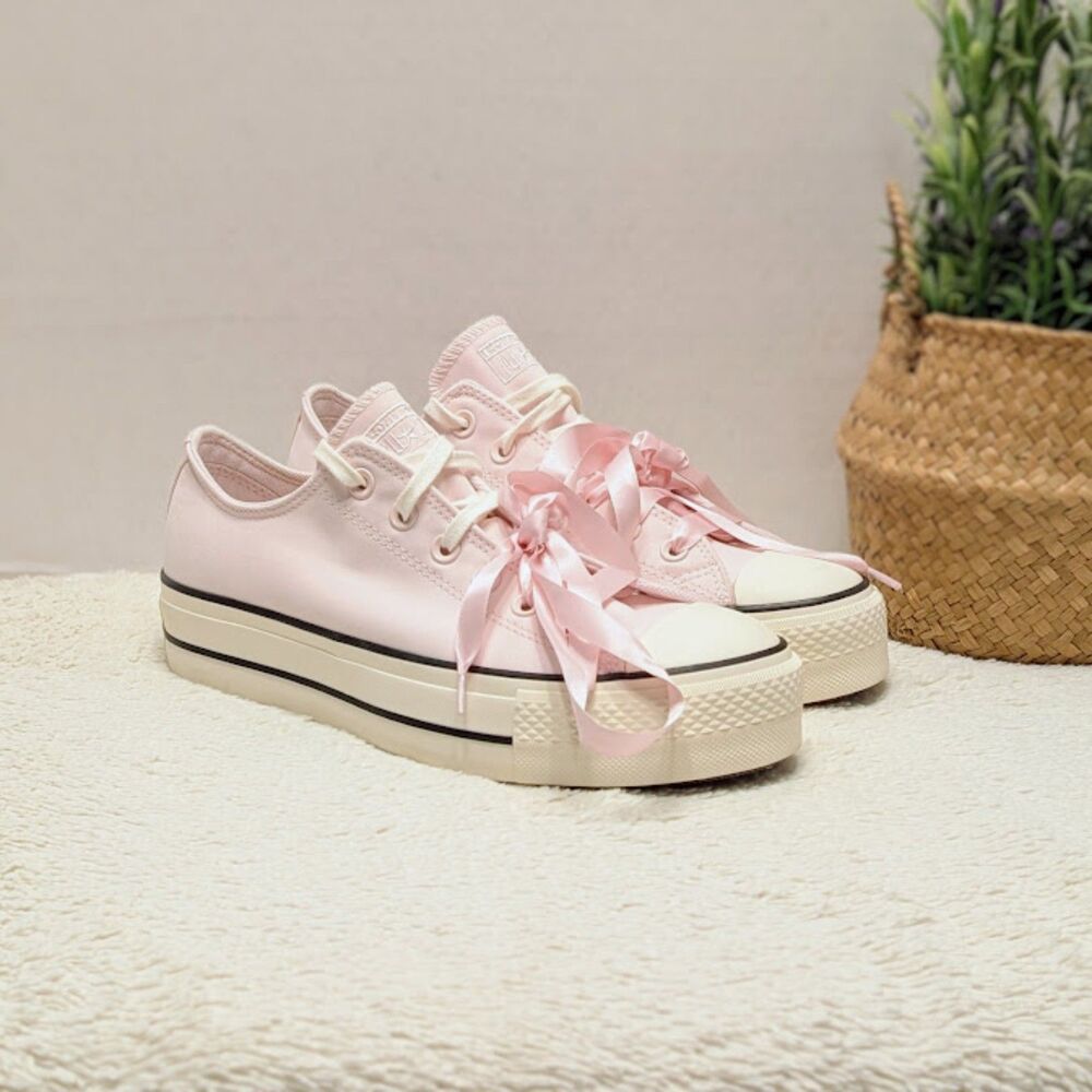 Converse CTAS Decade Pink Lift Platform Peached Canvas Low Top Shoes W10 NEW
